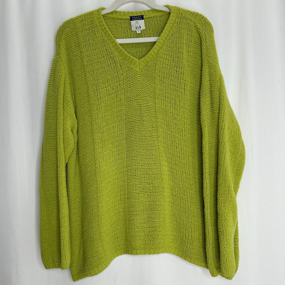 Cousin Johnny green chenille sweater preppy fairy large